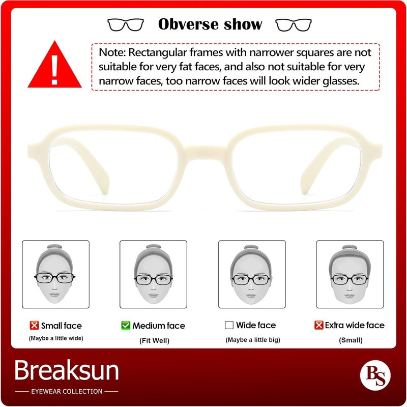 Breaksun نظارات مستطيلة عتيقة للنساء والرجال نظارات زرقاء صغيرة لحجب الضوء الأزرق نظارات عتيقة - Image 2